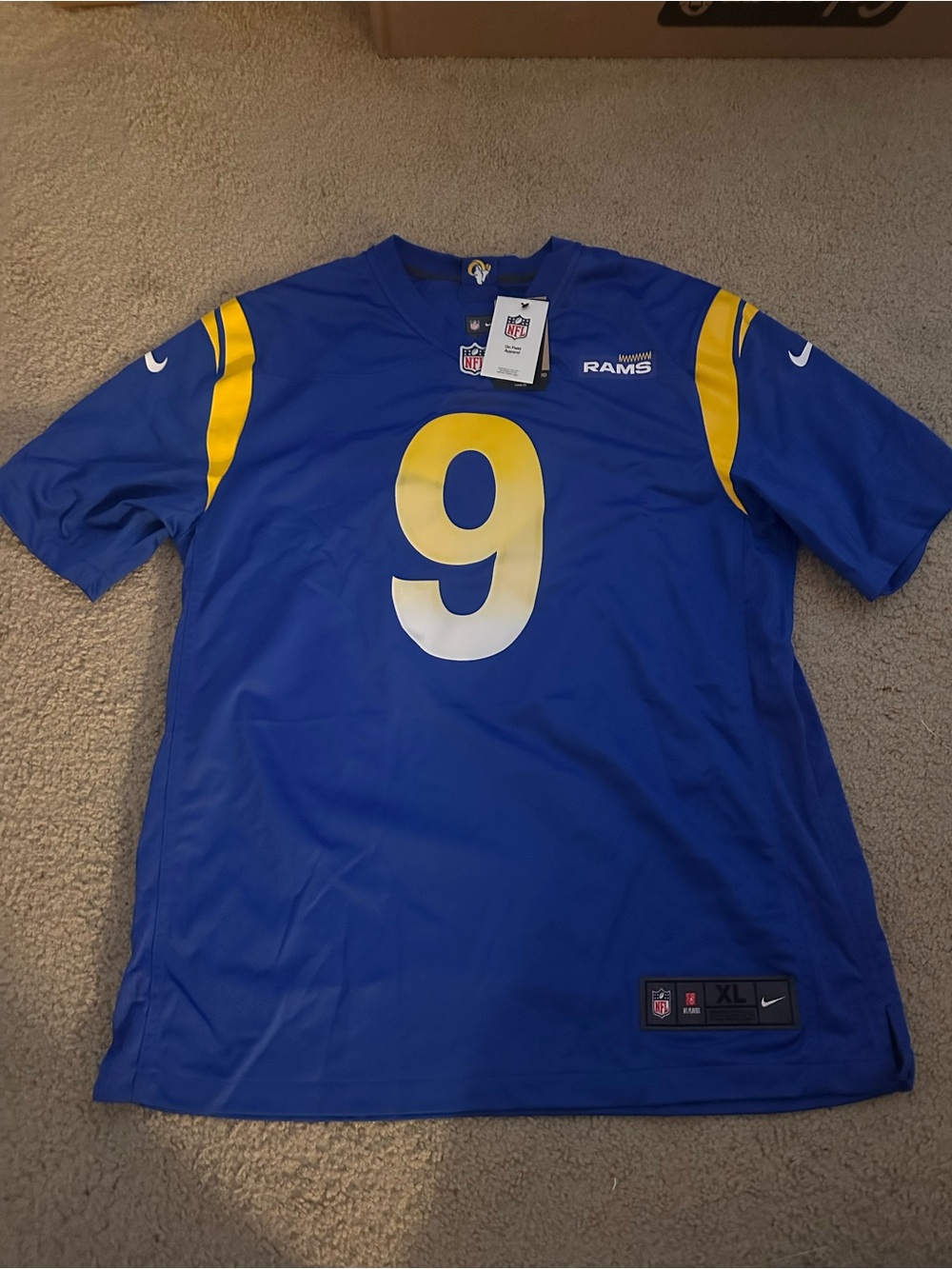 Nike Los Angeles Rams Royal Blue and Yellow #9 Jersey